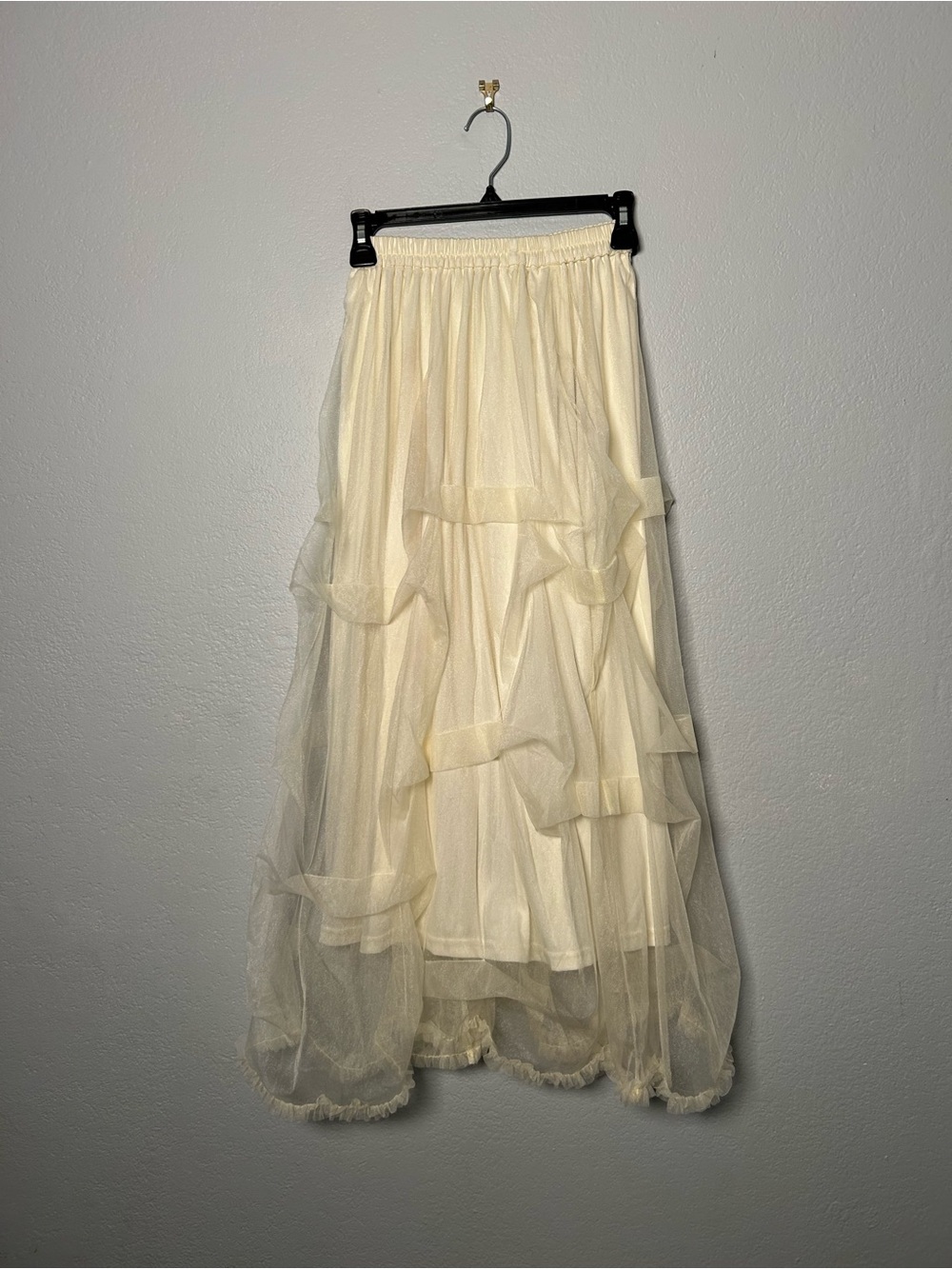 Ciaopanic Cream Layered Maxi Skirt with Ruffled Tulle Japanese fairycore small